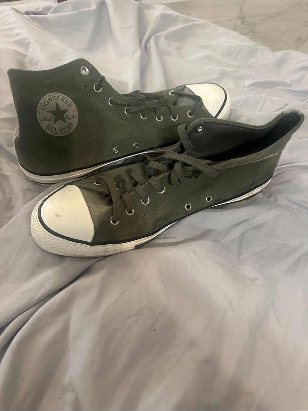 Converse High Top Sneakers in Olive Green Canvas